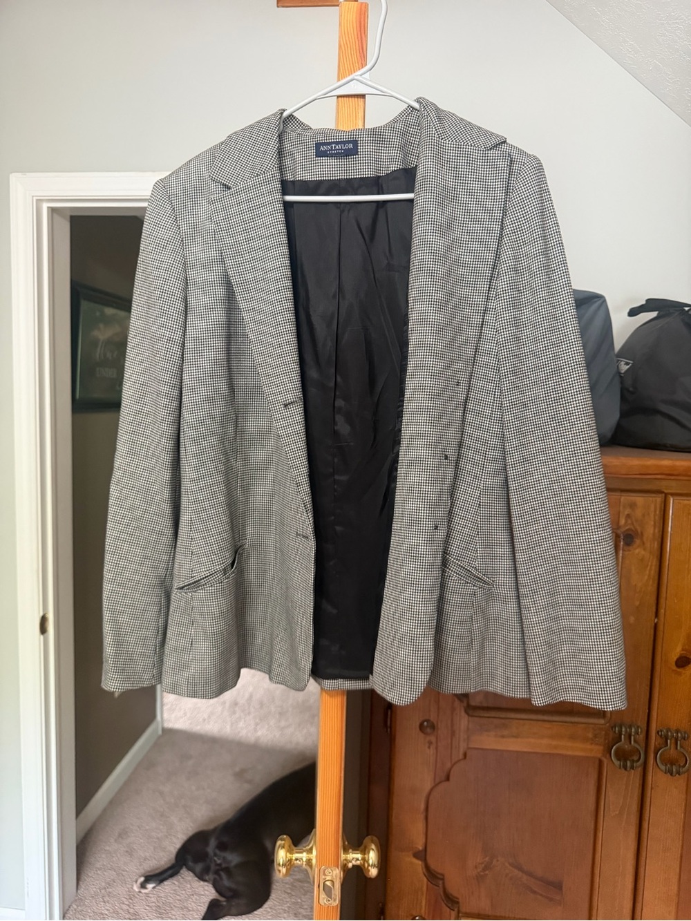 Ann Taylor Black & White Glen Plaid Blazer